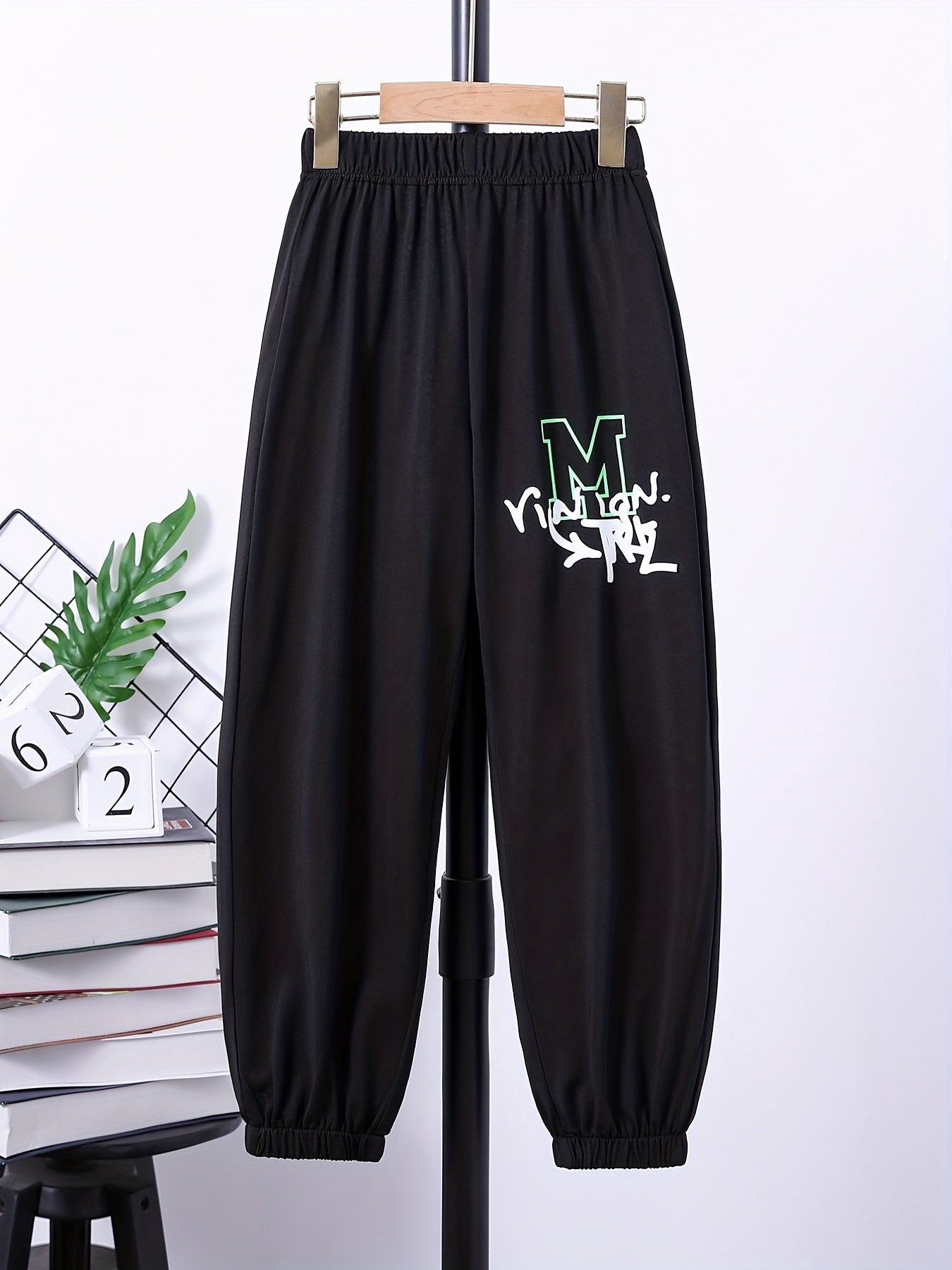 Teen Casual Letter Graphic Print Pants