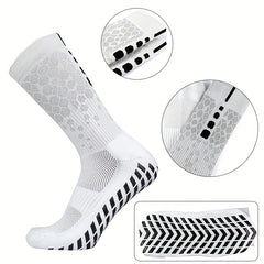 Non slip Silicone Athletic Socks Football Soccer Breathable Mid Calf Socks