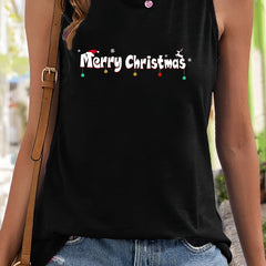 Christmas Printing Tank Top Slim Fit Casual Tunic Top Women's Clothing