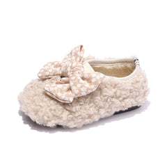 Girls Fleece Flats Soft Sole Anti Slip Indoor Outdoor Slippers Plush Warm Shoes