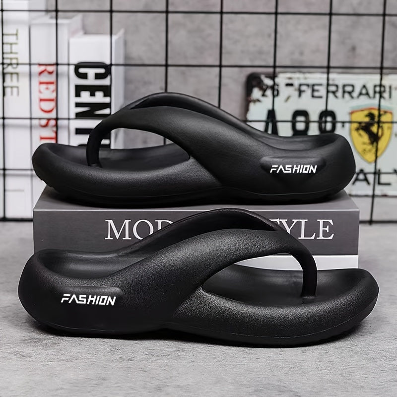 Men's Letter Print Thong Sandals Casual Non Slip Flip-flops