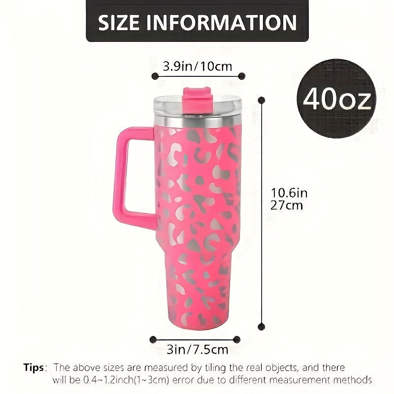 40oz Leopard Coffee Mug Leakproof Insulated Portable for Outdoor Sports
