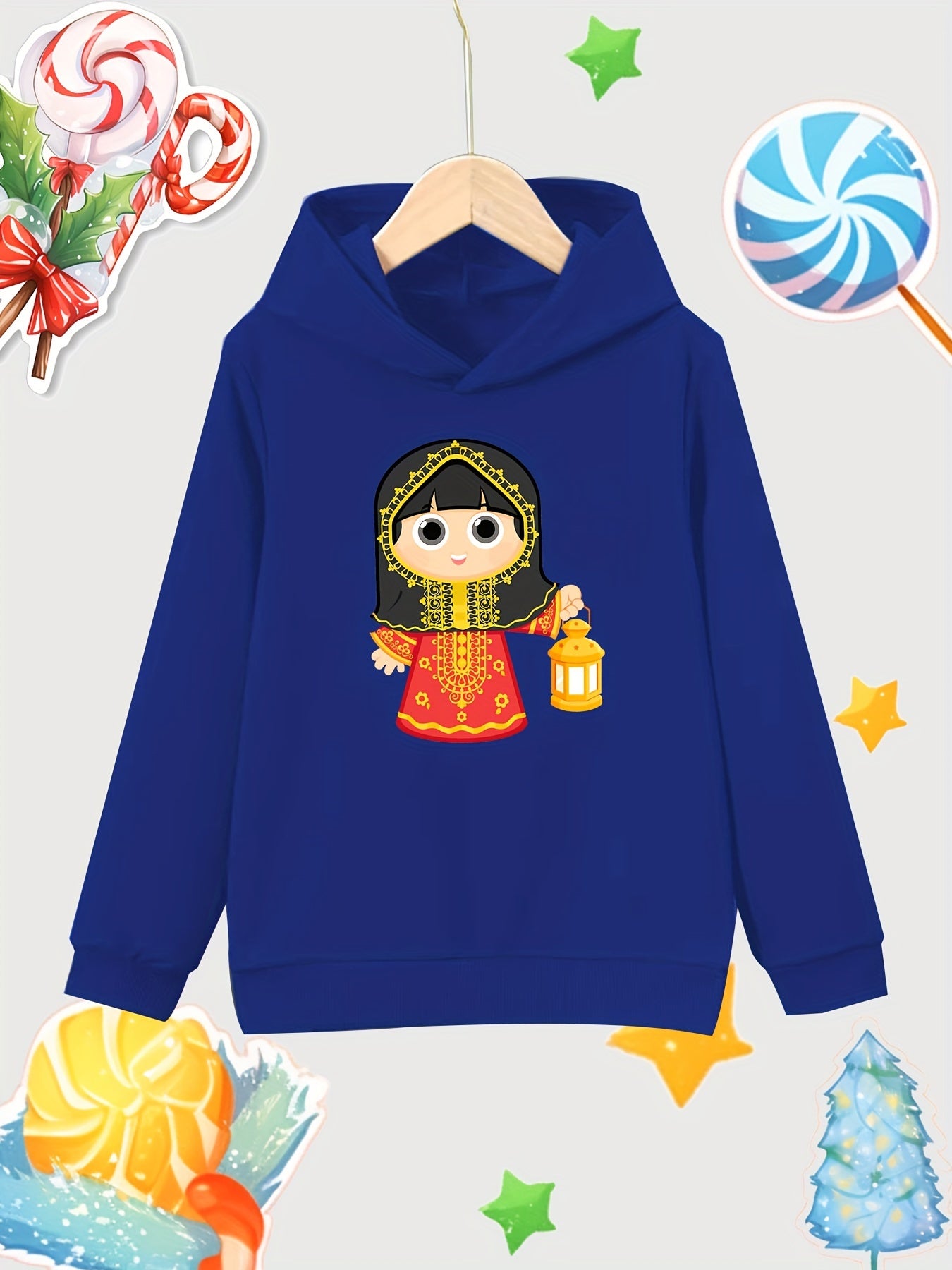 Girl Lantern Print Cotton Hoodie Casual Top