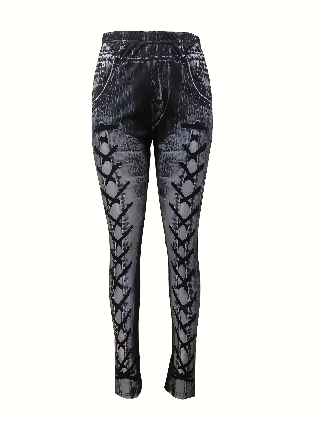 Hourglass Denim Print Skinny Leggings Casual Stretchy Leggings