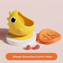 Dinosaur Silicone Bowl Anti-fall and Anti-scalding Tableware