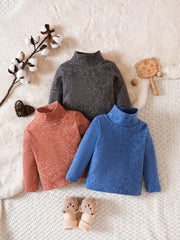 Baby Boys Turtleneck Shirt 3pcs Set Warm Basic Pullovers