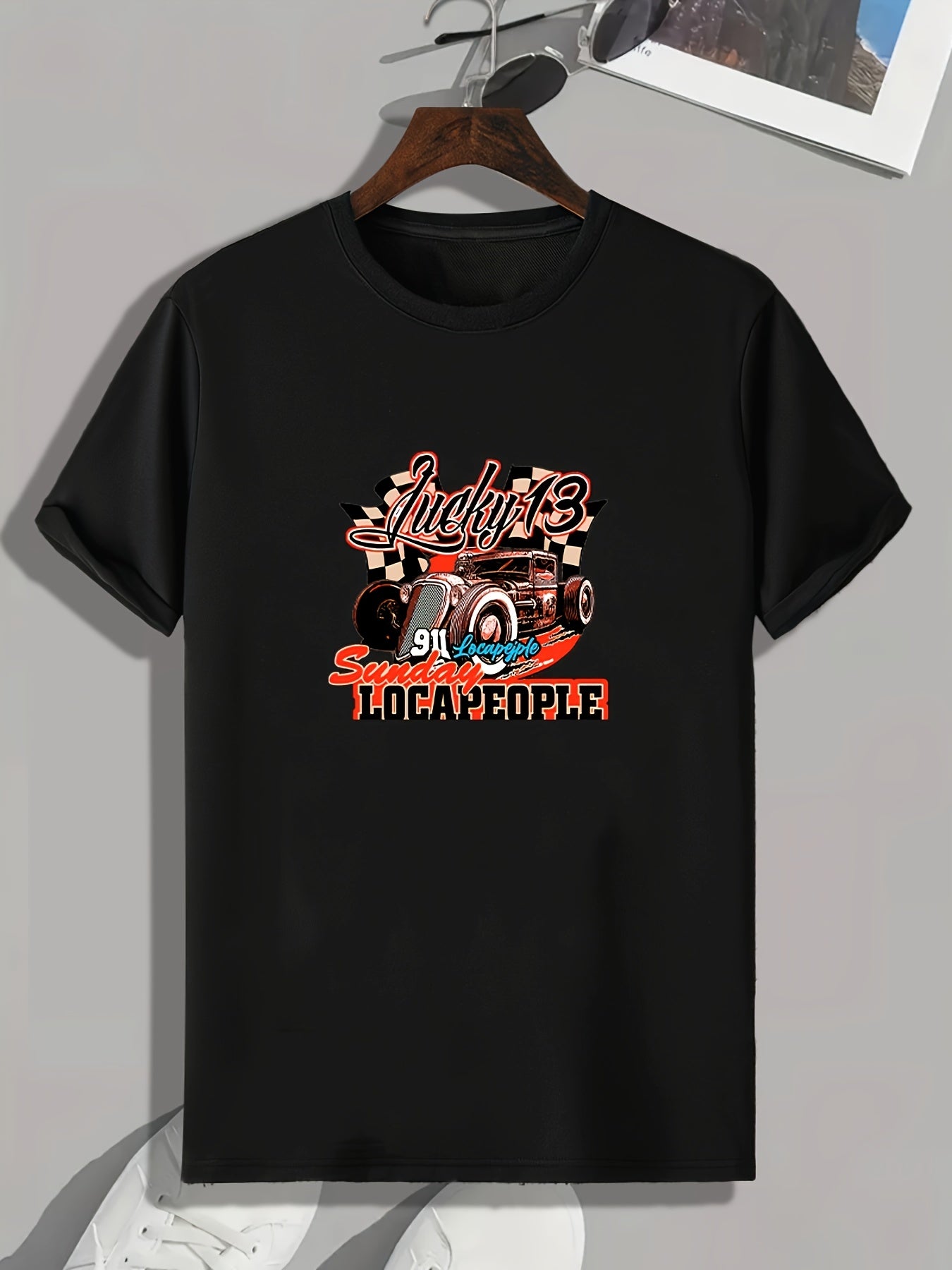 Car Pattern Print Men's Sports T-shirt - Summer Outdoor Clothing