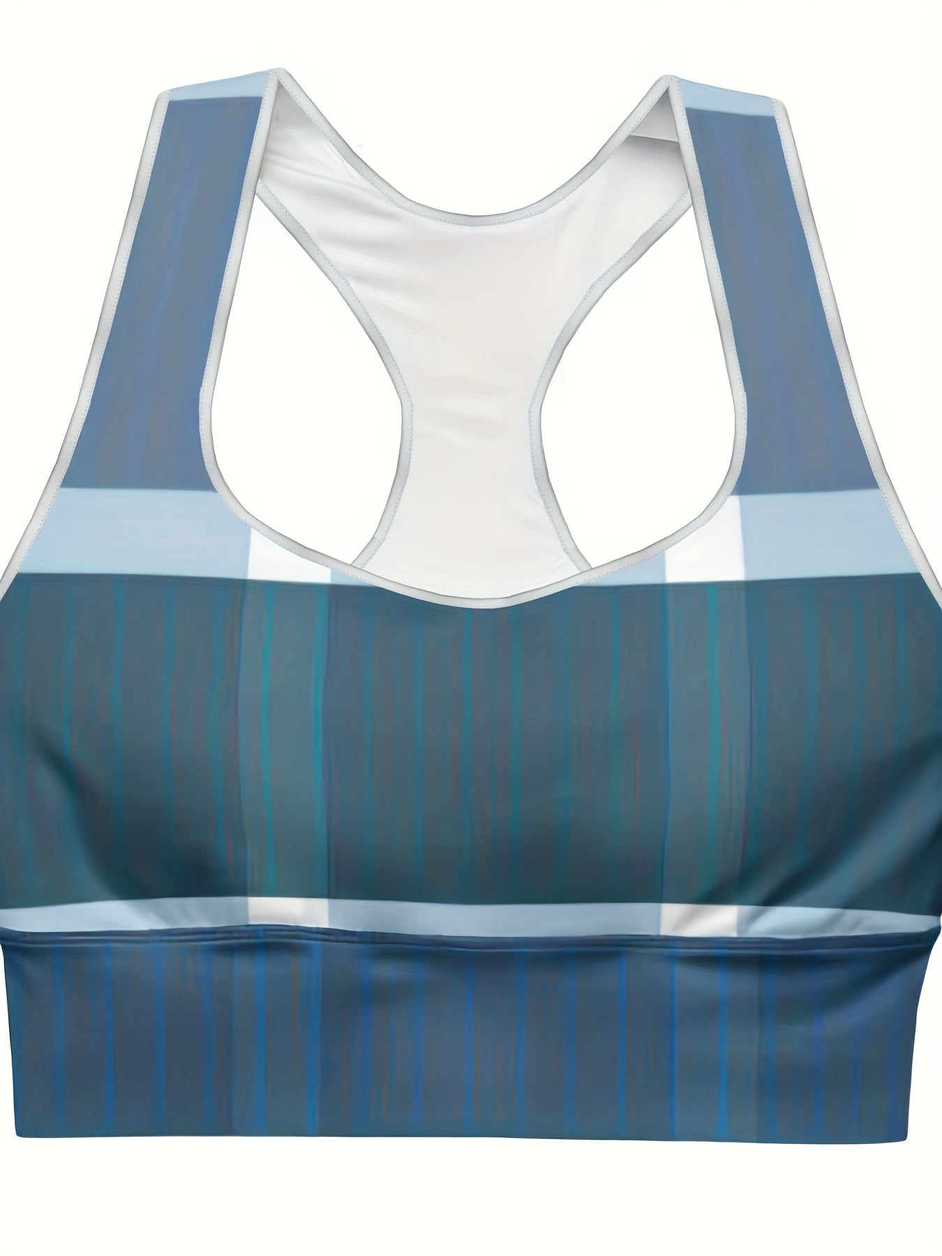 Plaid Print Round Neck Fitness Bra