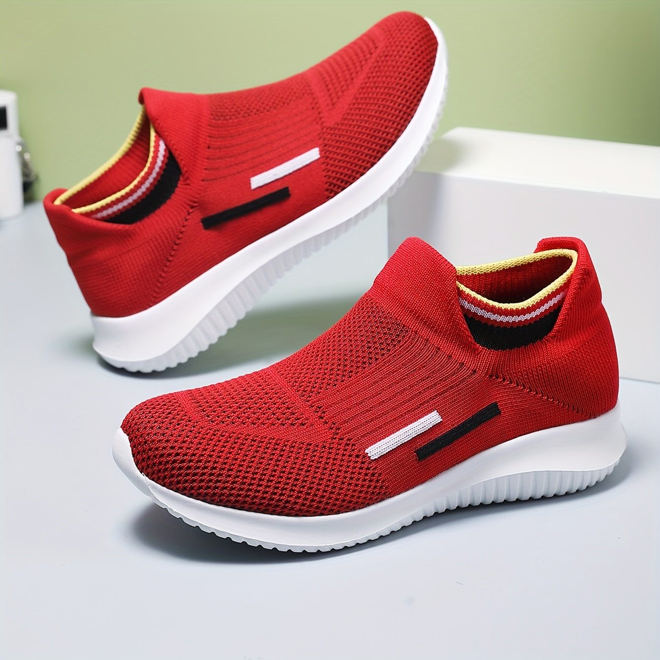 Women's Block Slip on Walking Shoes Comfy & Lightweight Athletic Sneakers