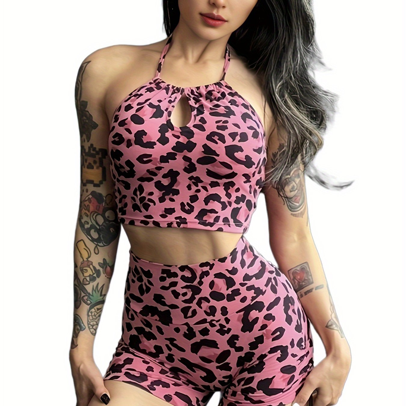 Leopard Print Yoga Workout Shorts for Women