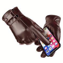 Winter Warm PU Leather Gloves for Cycling Skiing