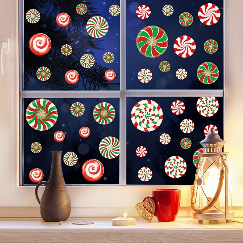 81pcs Christmas Red Green Candy Window Stickers