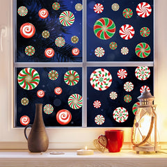 81pcs Christmas Red Green Candy Window Stickers