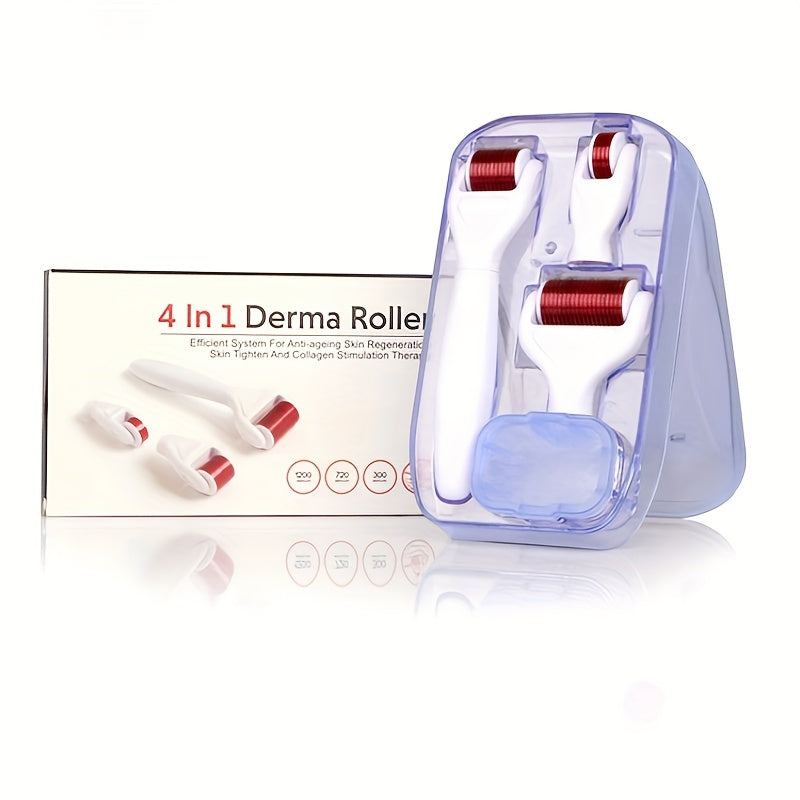 Derma Roller Kit for Face and Body - 3 Heads, Storage Case, Disinfection Tank
