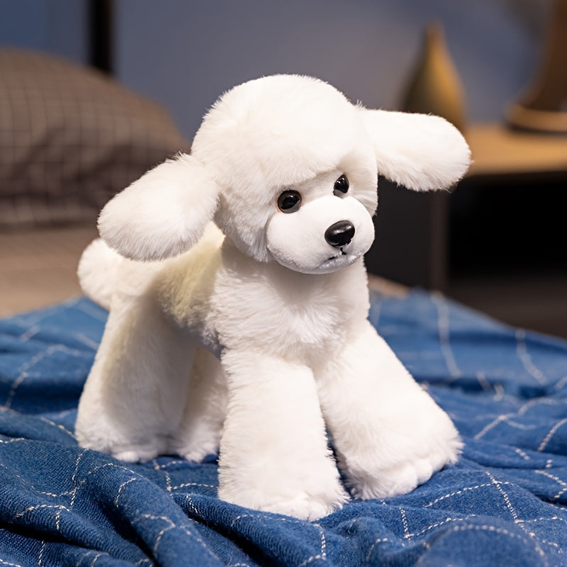 FLUFIHOOD Adorable Poodle Plush Toy Brown Soft Stuffed Animal Realistic Dog Pupp