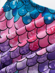 Girls Swimsuit Gradient Fish Scale Graphic Quick Dry Halter Sleeveless Swimwear