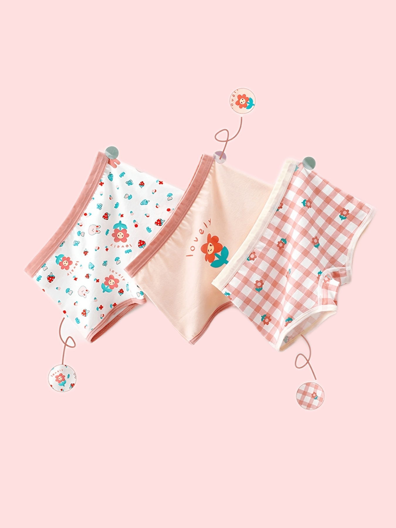 Toddler Girl's Floral Print Cotton Boxer Briefs