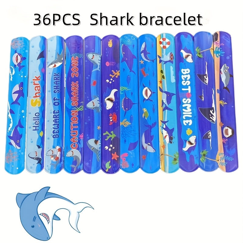36pcs Shark Slap Bracelet Underwater Party Bracelets Shark Birthday Party Favor