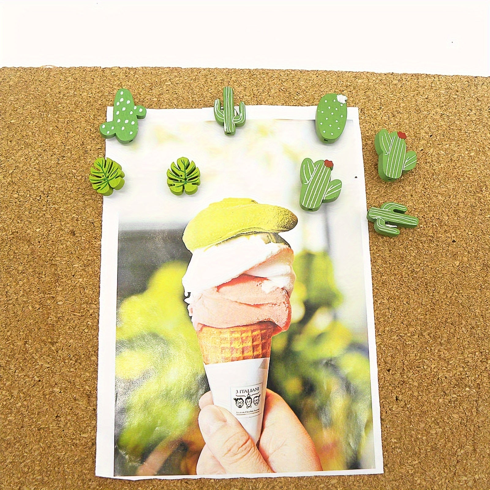 40pcs Cactus Palm Wooden Push Pins Thumb Tacks Green Wood Map Pin