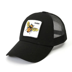 Bee Embroidery Breathable Baseball Hat Mesh Curved Sunshade Cap