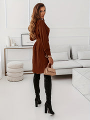 Button Shirt Dress Belt Long Sleeve Spring Fall Women's Clothing