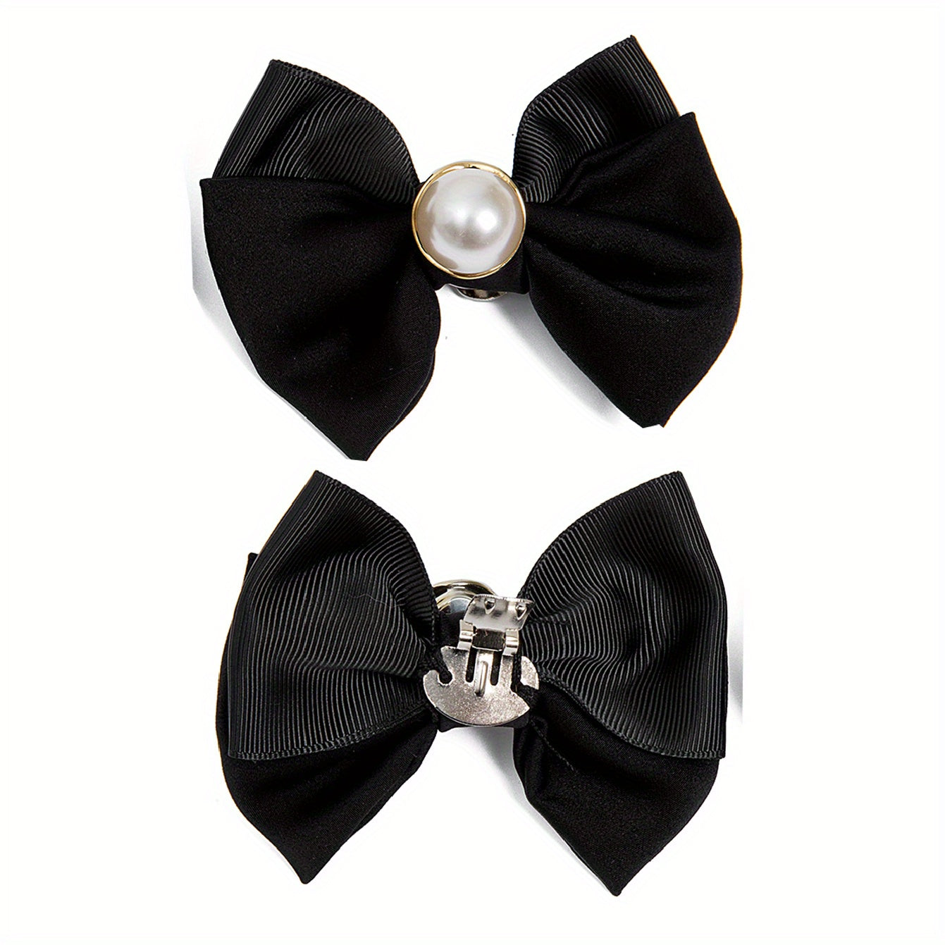 2pcs Faux Pearl Bowknot Shoe Clips For Wedding High Heels