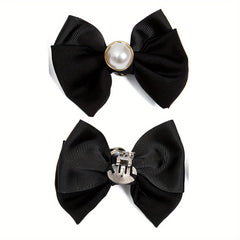 2pcs Faux Pearl Bowknot Shoe Clips For Wedding High Heels