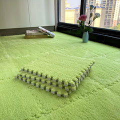 12pcs Plush Foam Floor Mat Interlocking Carpet Area Rug Anti Slip