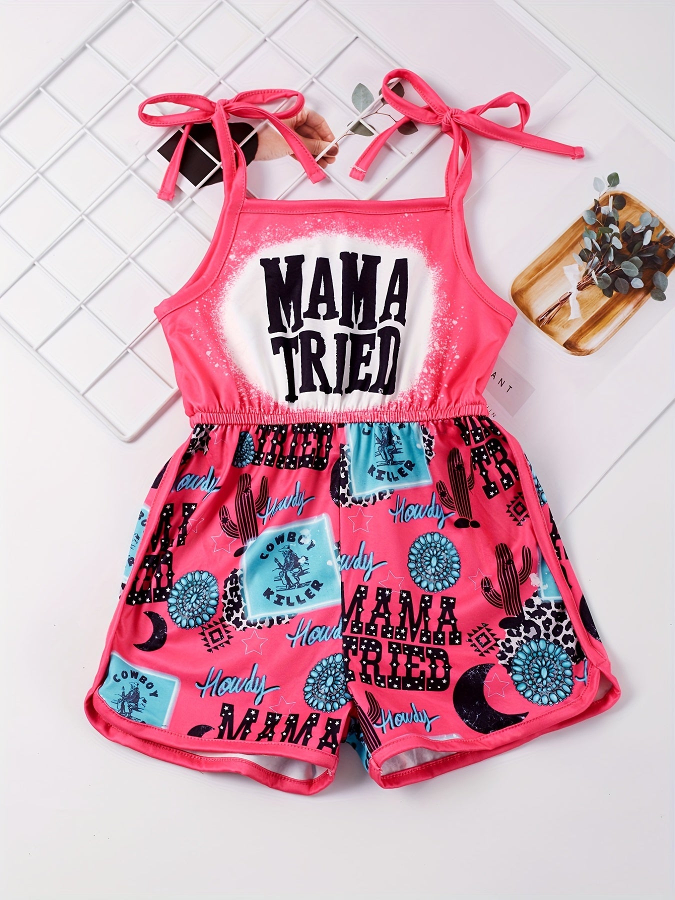 Toddler Girls MAMA TRIED Cactus Cami Rompers Jumpsuits