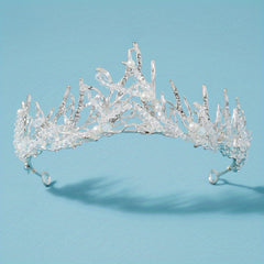 Silvery Crystal Headband Faux Pearl Hair Band Tiara Wedding Accessories