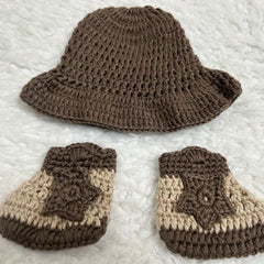 Newborn Baby Cowboy Costume Hat Boot Photo Props Set