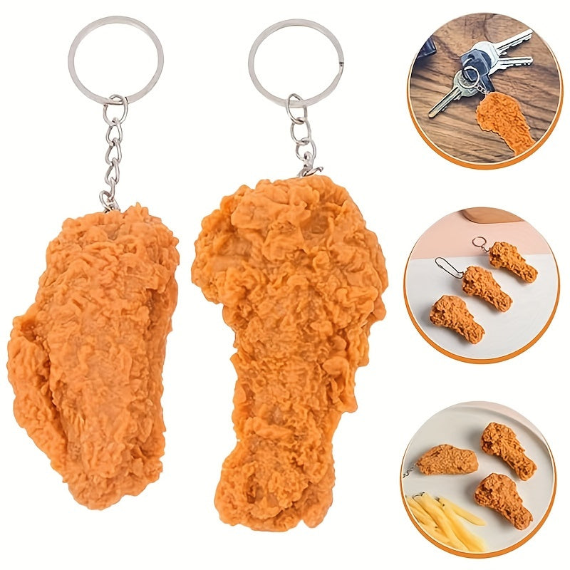 2pcs Fried Chicken Leg Keychain Pendant Funny Car Keychain