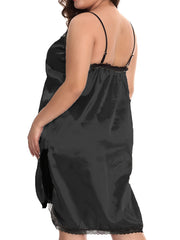 Sexy Nightdress Satin Lace V Neck Sleep Dress