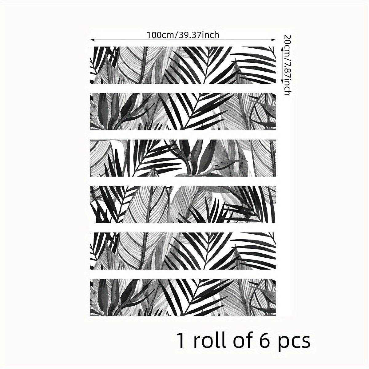 6pcs Tropical Coniferous Watercolor Staircase Sticker Self-adhesive Wallpaper