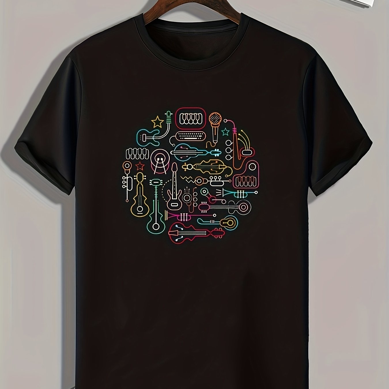 Band Elements Pattern Print Men's Sports T-shirt