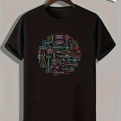 Band Elements Pattern Print Men's Sports T-shirt