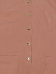 Casual Jumpsuit Solid Button Up Half Sleeve Round Neck With Pockets