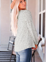 Leopard Print Lantern Sleeve Blouse