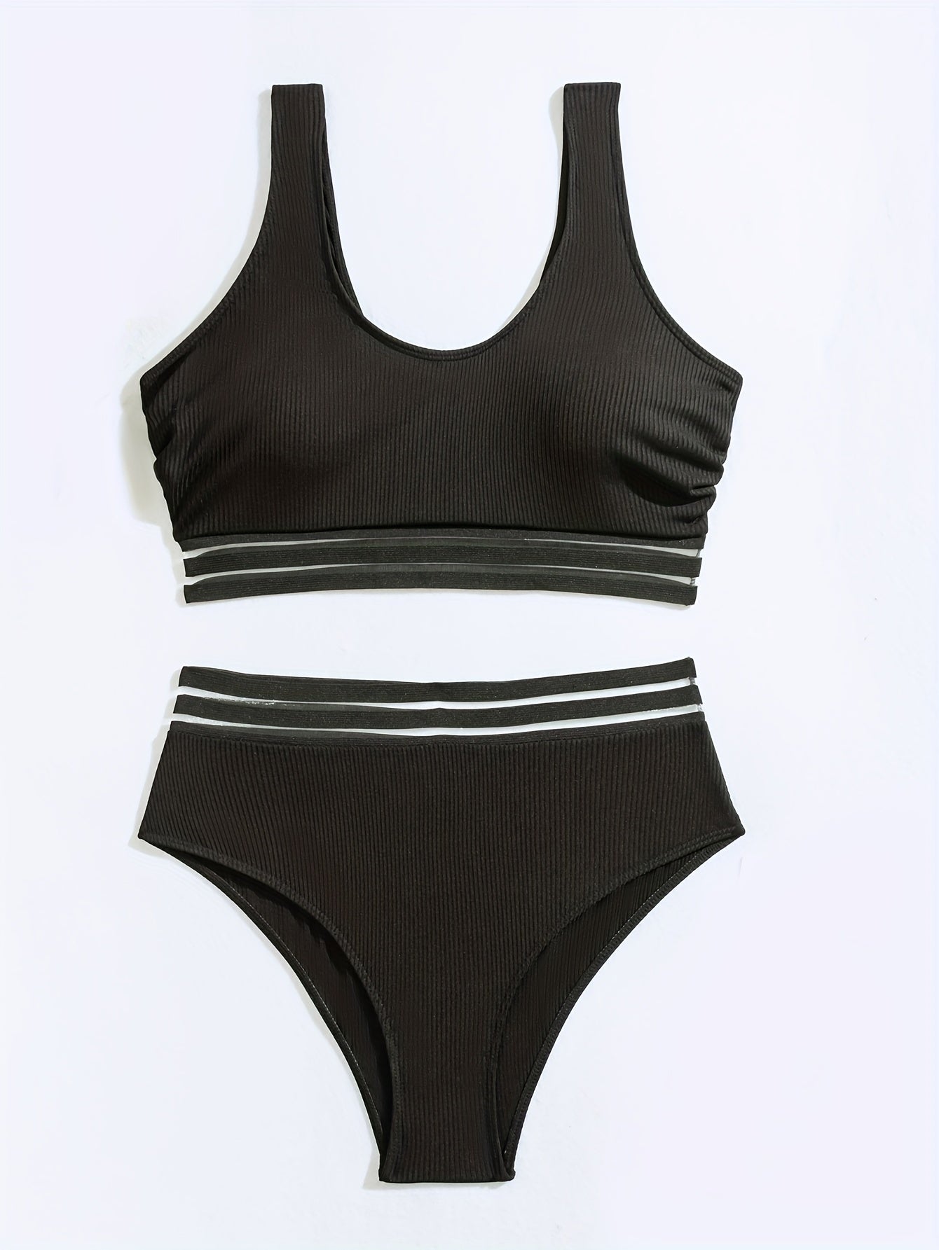 Ribbed Mesh Bikini Set