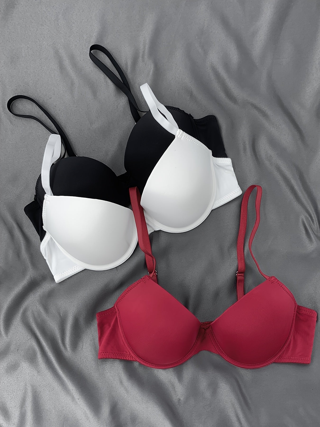 3 Pack Push Up Stretch Everyday Bra Comfy T shirt Intimates Bra