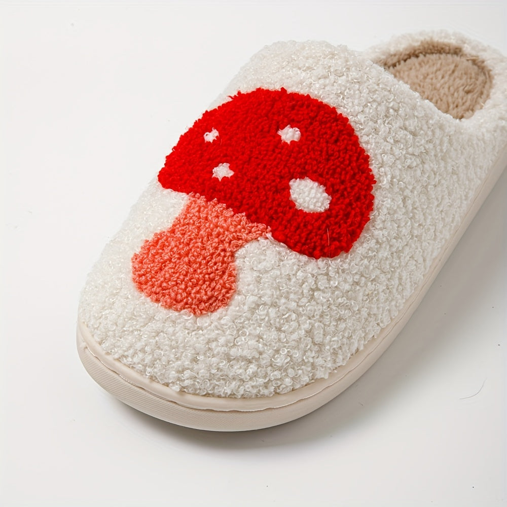 Cozy Plush House Slippers Mushroom Shoes Men Winter Anti-slip Indoor