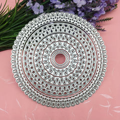 Round Circle Lace Embossing Folder Metal Cutting Dies For Scrapbo