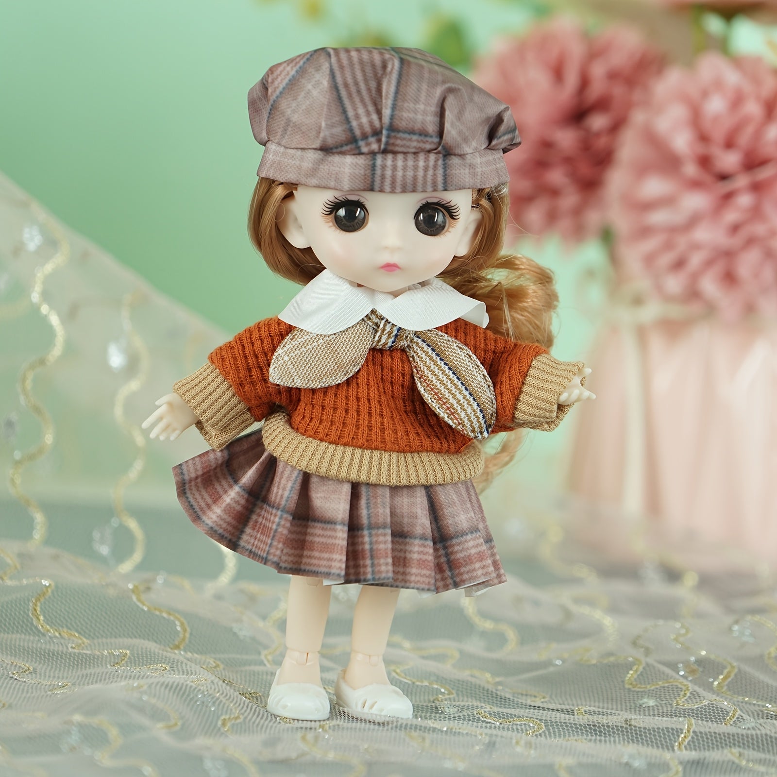 Adorable Pink Doll for Girls with Removable Clothes PVC Material