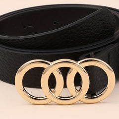 Triple Ring Buckle Belt for Women Casual Jeans Pants Decorative Dress Girdle Set