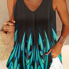 Graphic Print Tank Top Sleeveless V Neck Summer Top Women's Clothing