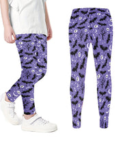 Girls Halloween Skull & Pumpkin Leggings Slim Fit Sports Trousers
