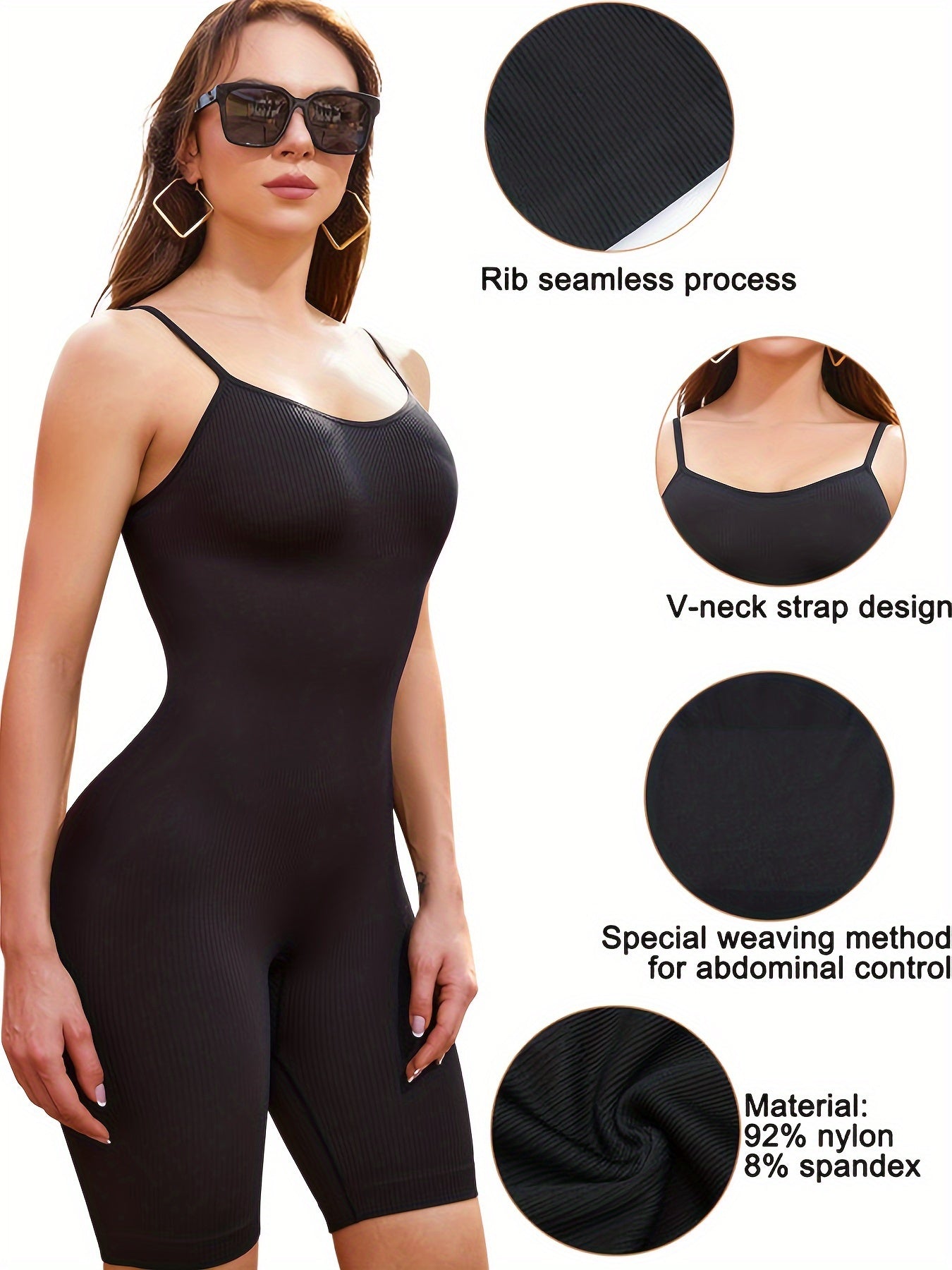 Ribbed Yoga Jumpsuit Sports Cami Romper Women's Activewear