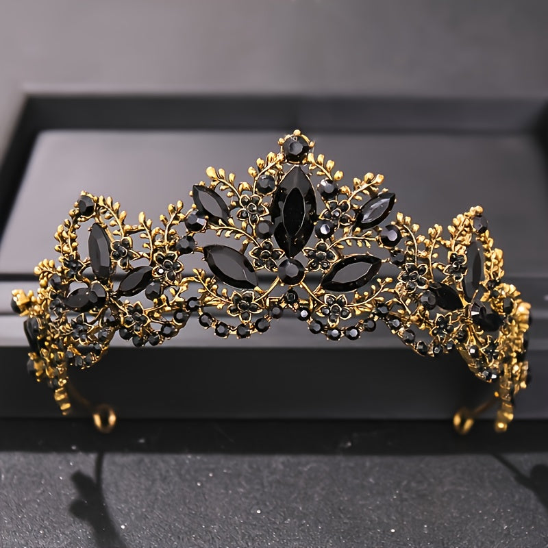 Golden Rhinestone Tiara for Bride - Birthday Princess Crown