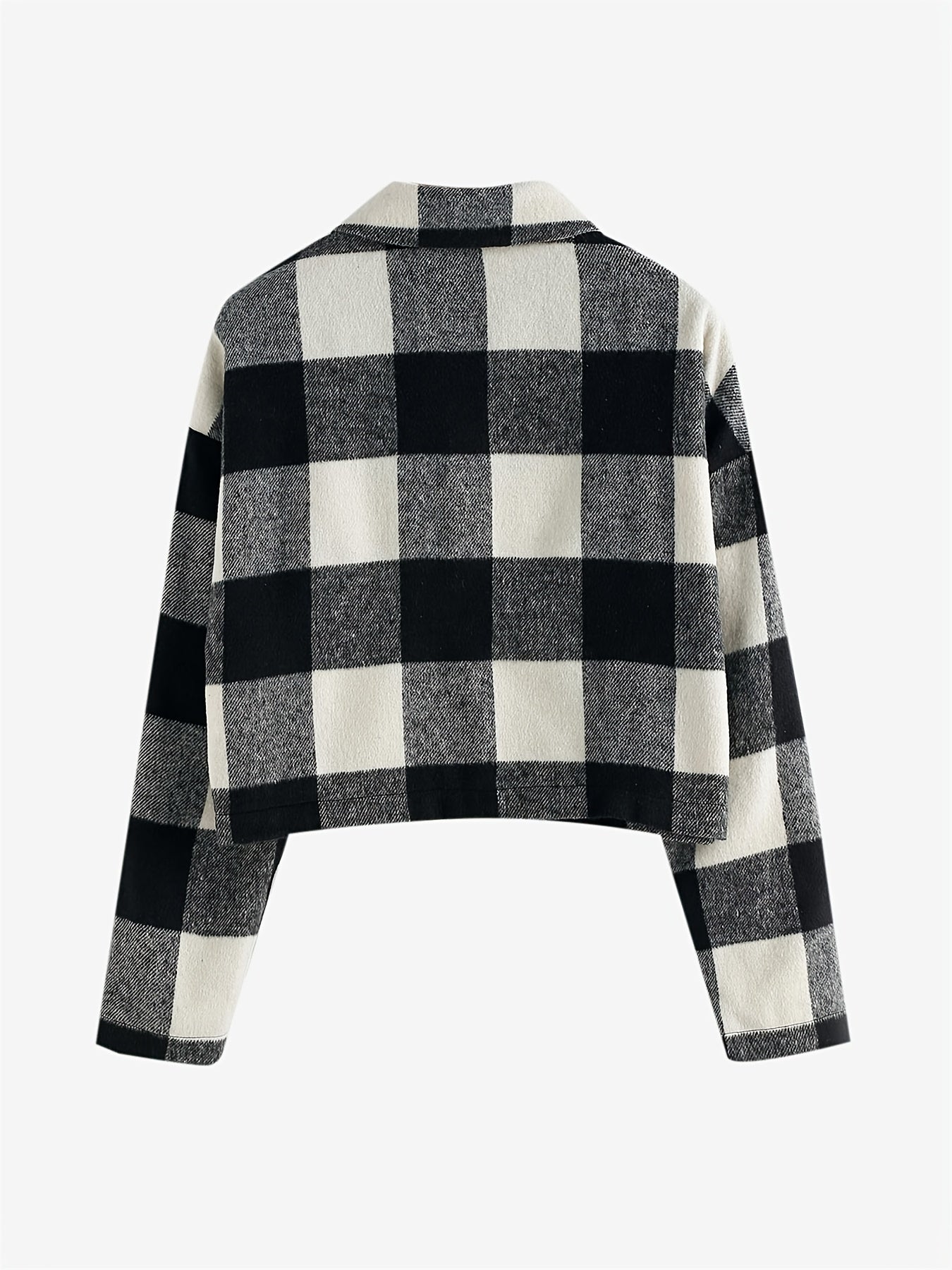 Plaid Lapel Button Jacket Long Sleeve Casual Outerwear Fall & Spring