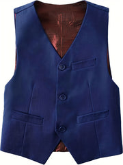 2pcs Boys Formal Outfits Pants&Vest Set For Competition Wedding Dress